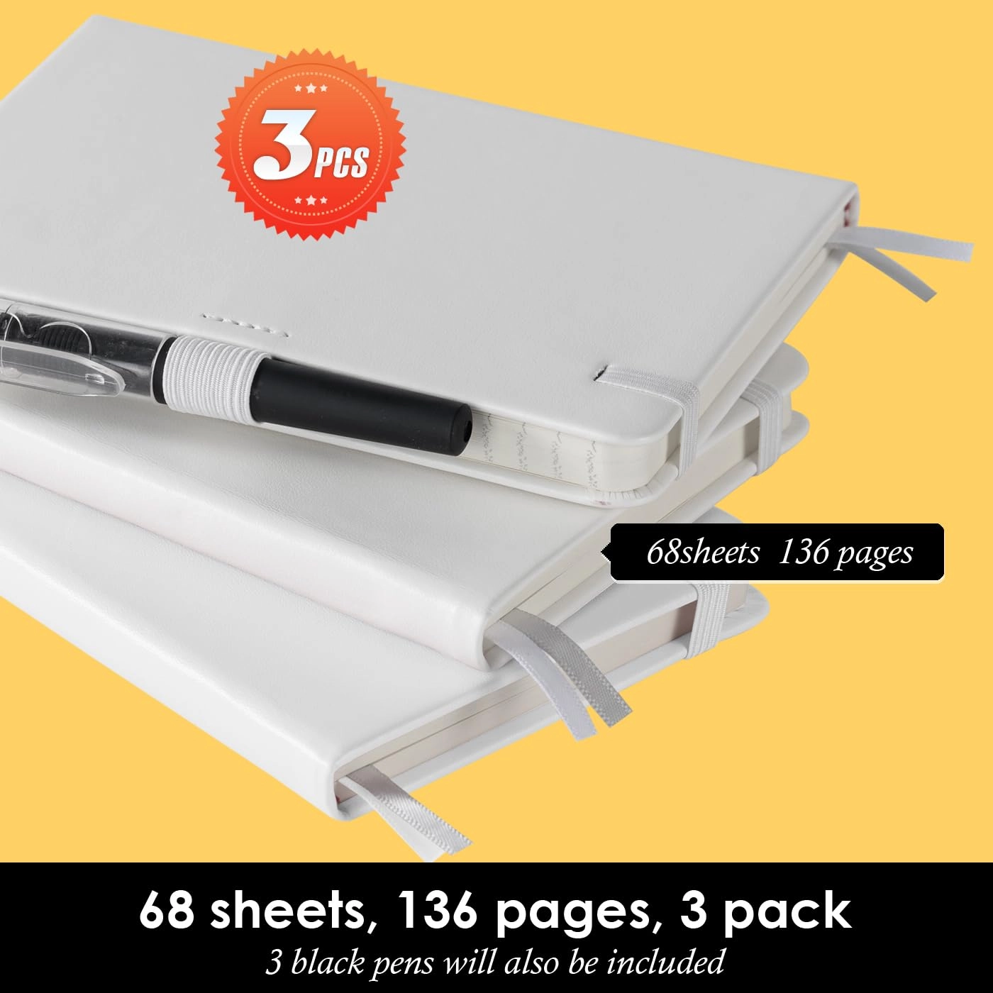 Small Notebook Journal - 68 Sheets 3 Pack Ruled