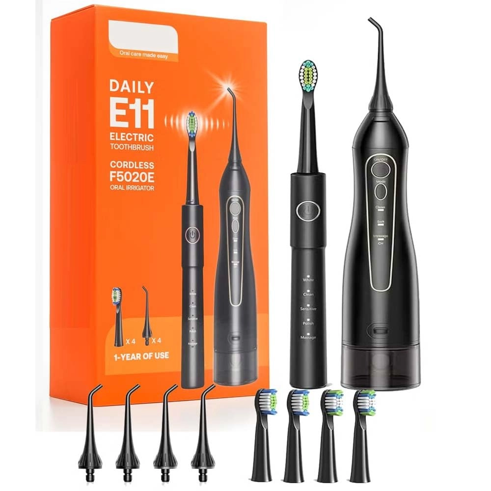 China Electric Toothbrush - Cordless Rechargeable 8 Heads + Water Flosser - 3 Floss Modes