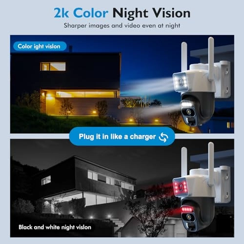 Dual Lens Solar Security Camera 2K