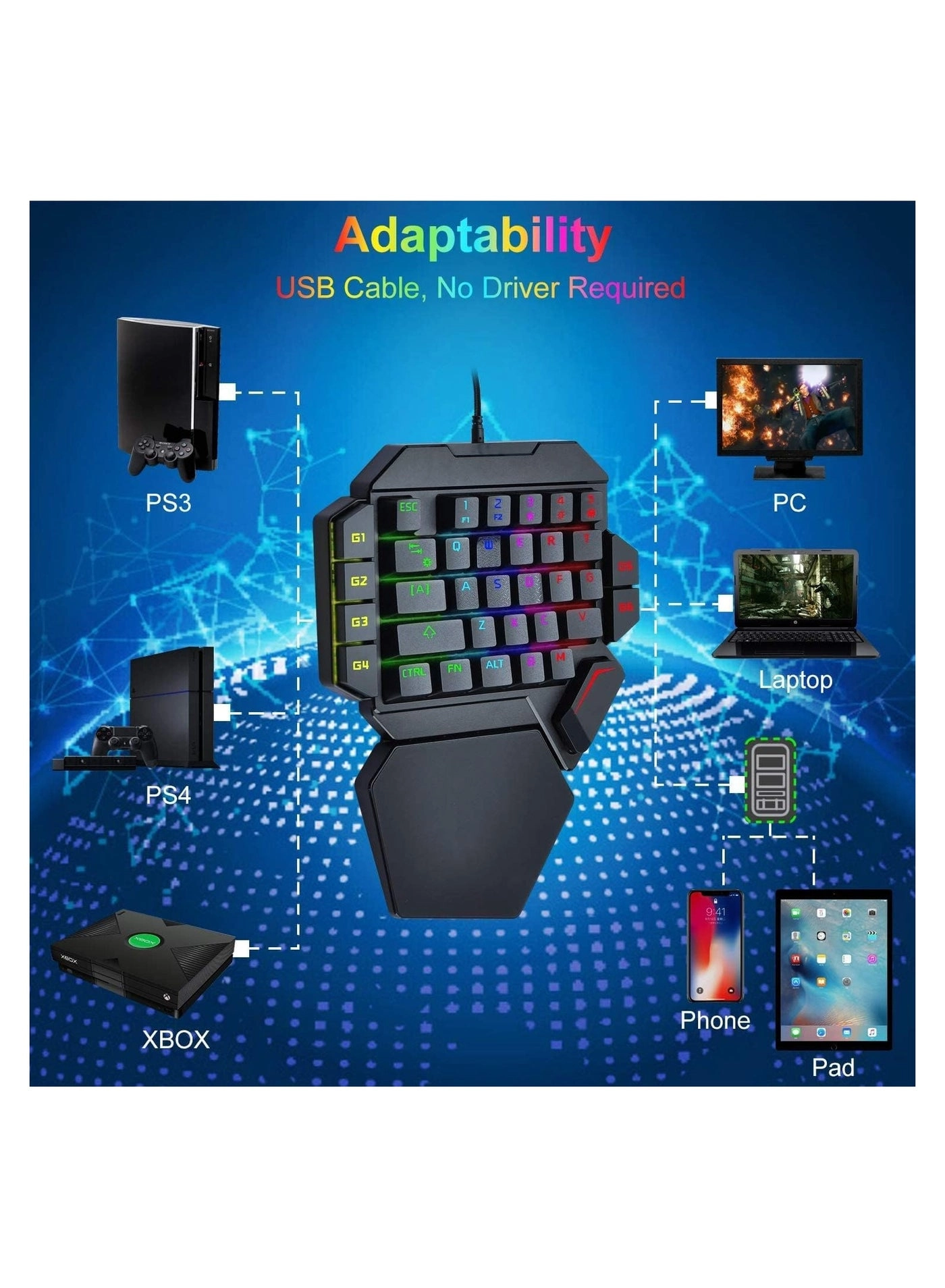 One-Handed RGB Mechanical Keyboard