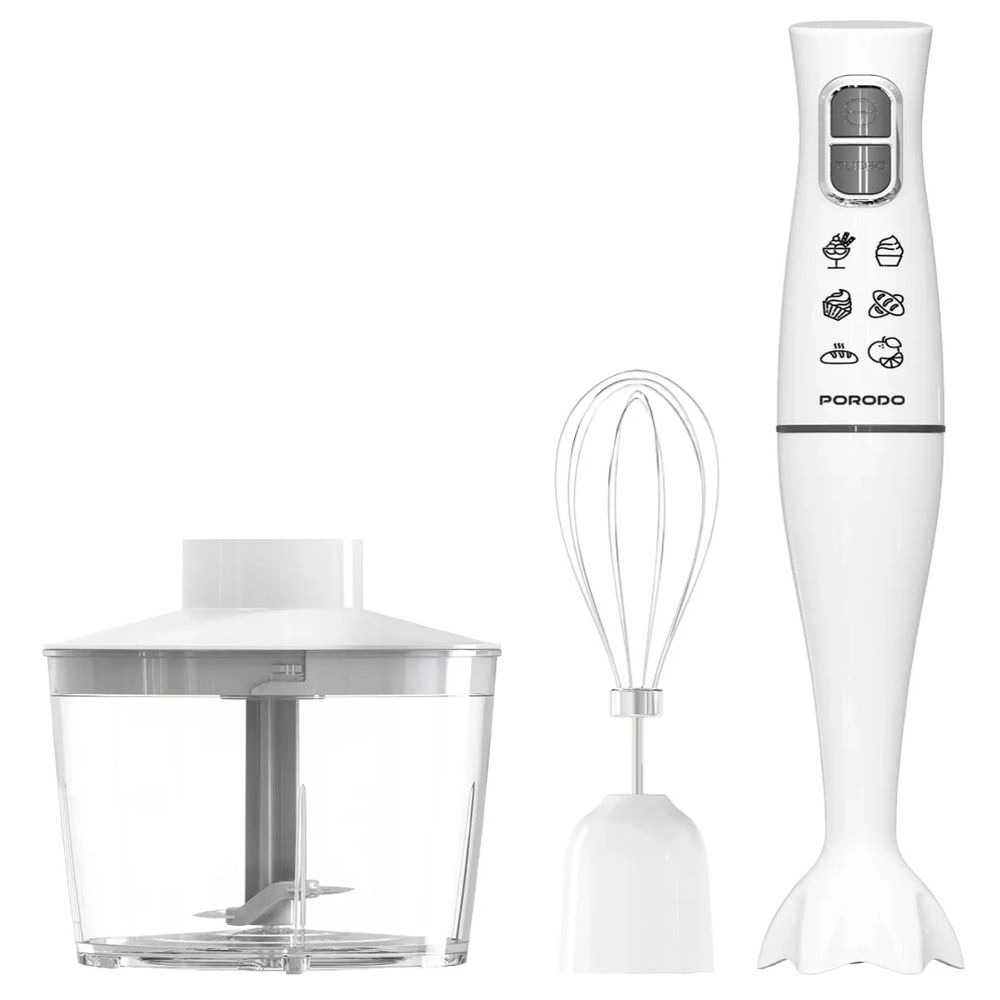 Porodo Lifestyle Powerful Hand Blender - Food Chopper & Whisker Splash Control High-Performance Blades