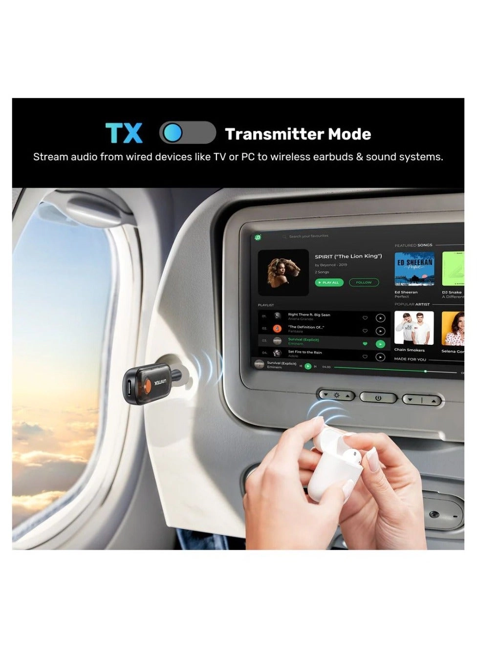 Bluetooth Transmitter Receiver - Bluetooth 5.0 Rechargeable battery