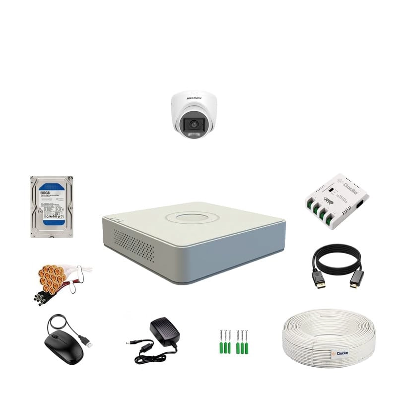 4CH DVR + 5MP Dome Camera + Bullet Camera + 500GB HDD + Cable Roll + 4CH Power Supply + BNC & DC Connectors