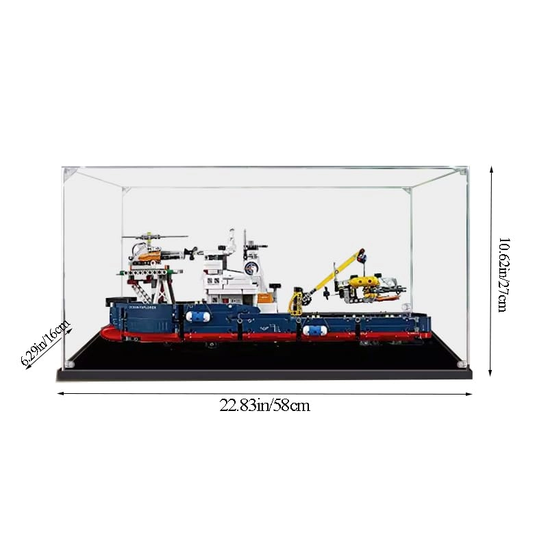 Acrylic Display Case - LE-GO 42064 22.83x6.29x10.62in Black Bottom