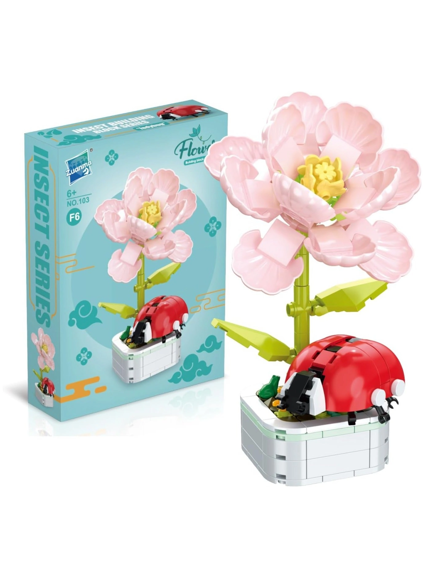 Potted Plant Theme Building Block Toys - Ladybug potted plant 201pcs