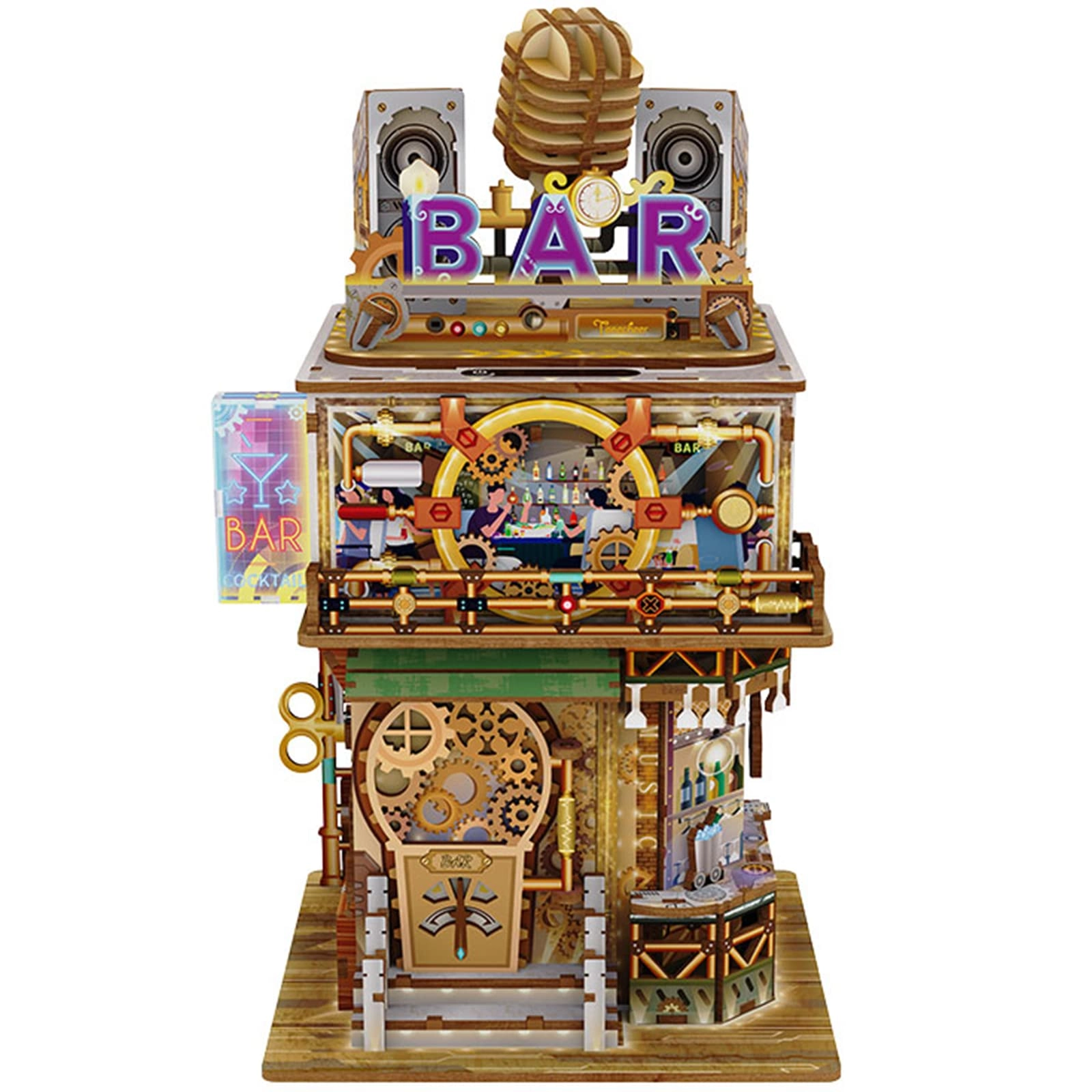 Miniature Dollhouse Kit - Automatic Lid Opening with Light Box 9"