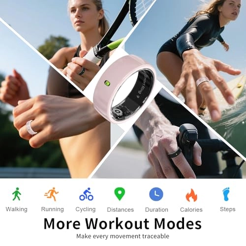 Ceramic Touch Smart Ring - Heart Rate Blood Oxygen 5ATM Waterproof