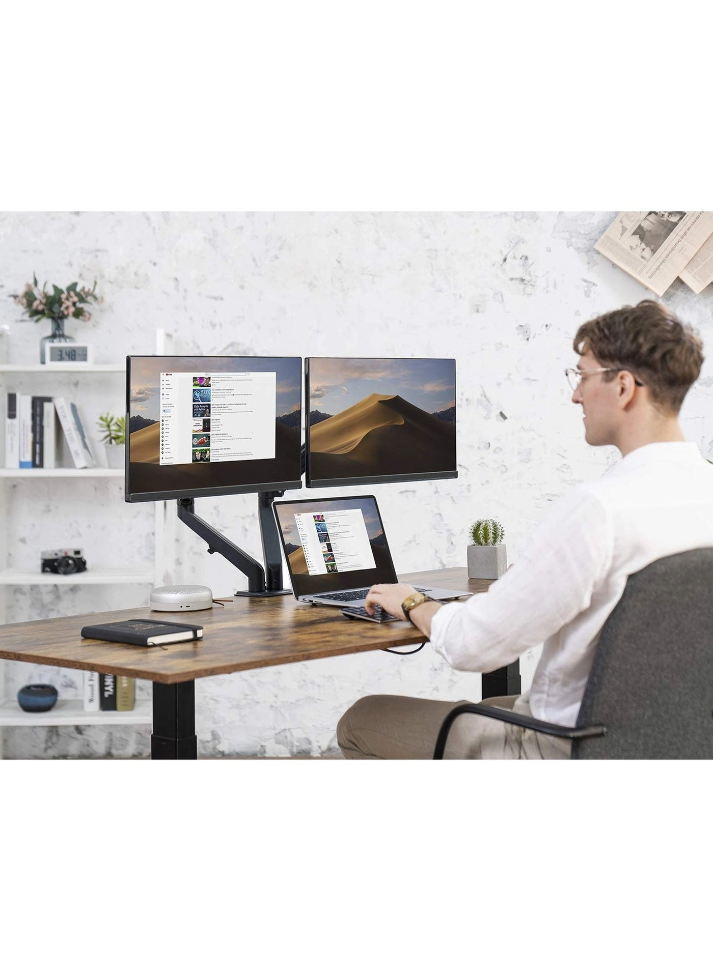 Dual LCD Monitor Desk Mount Stand - 2 27in