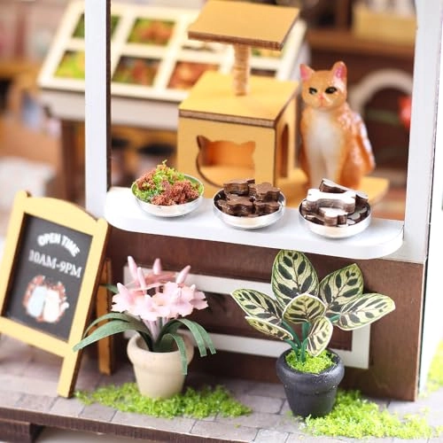 DIY Dollhouse Miniature Kit - Dust Proof Cover Gray Wood