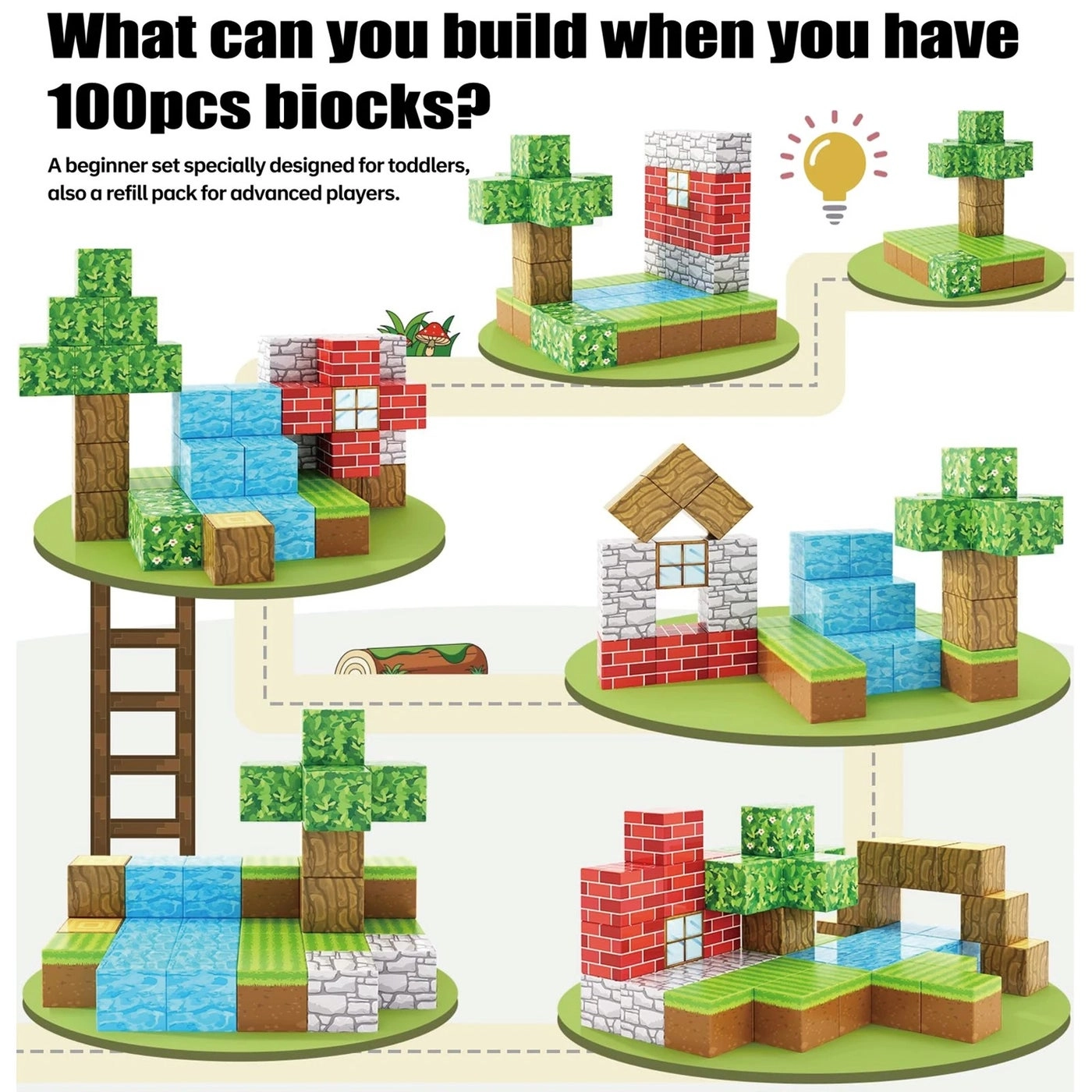Mini Magnetic Building Blocks - 100 pcs