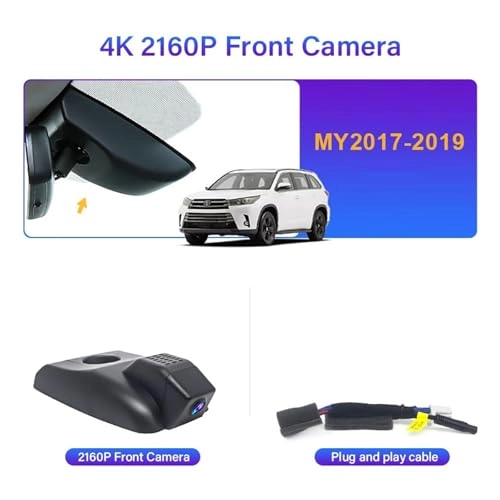 Dash Cam - 2K 1600P for Toyota Highlander 3rd/4th Gen XU50 XU70 2021-2024