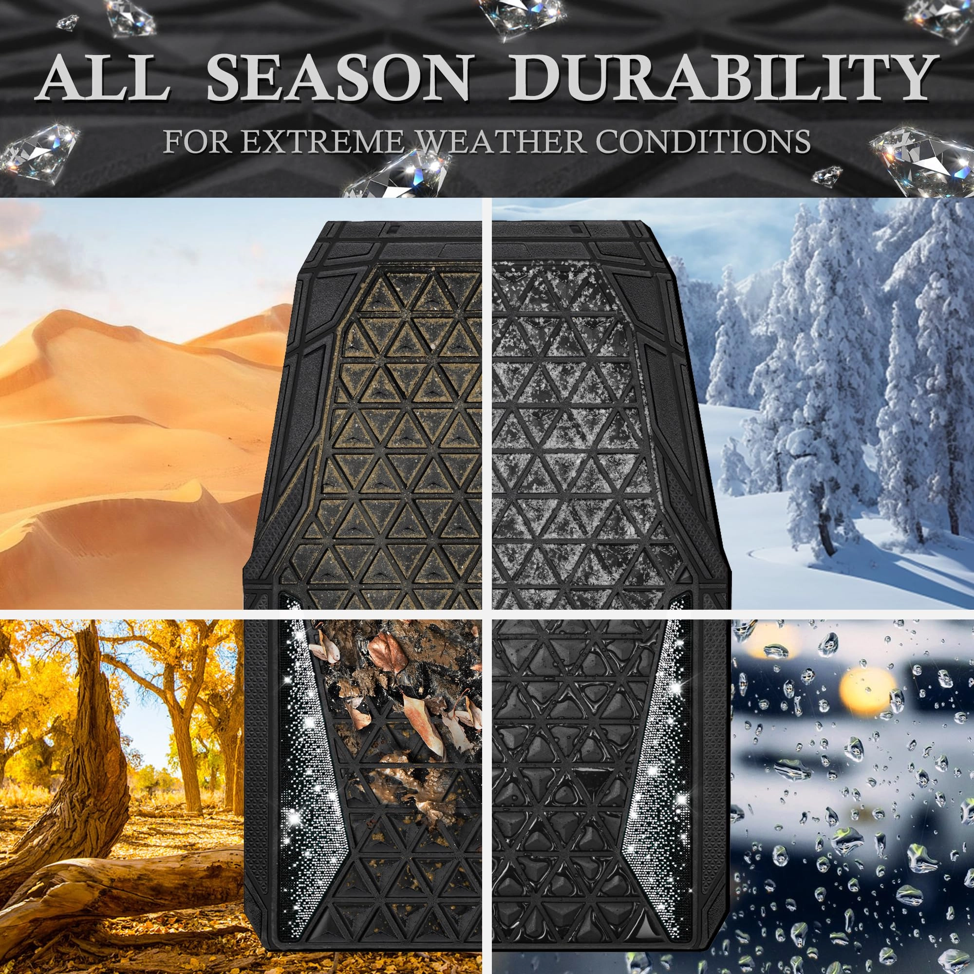 Bling Diamond Car Mats - 4.0 Count Universal Fit