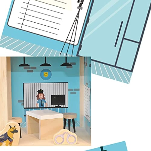 Pink Princess Wooden Dollhouse + Miniature Fire Station Wooden Dollhouse + Station Wooden Dollhouse