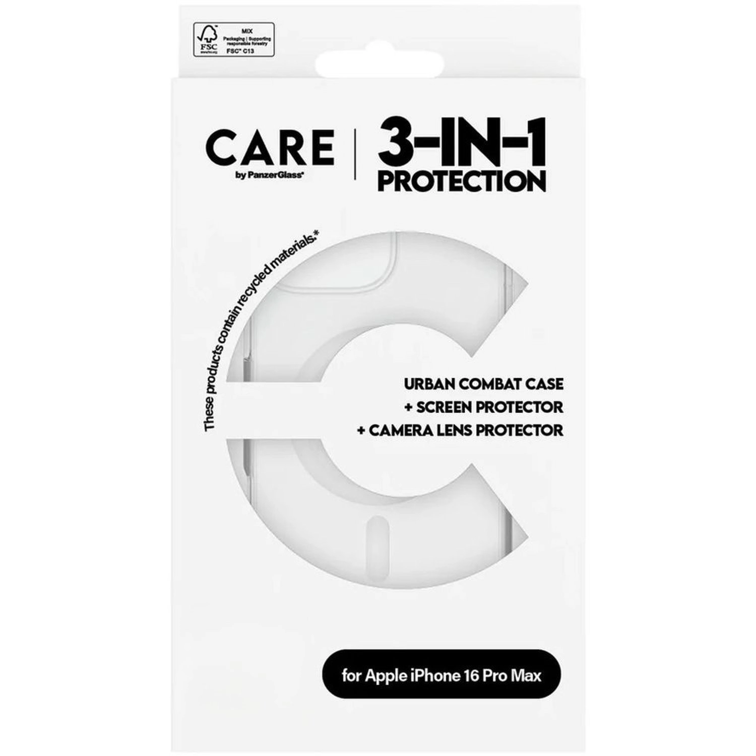 Case - Clear + Screen Protector + Lens Protector for iPhone 16 Pro Max