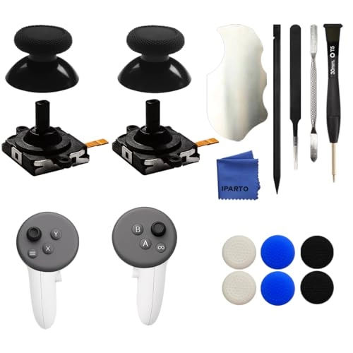 iParto Joystick Replacement - 2 Joysticks Oculus Quest 3/Quest 3S + Caps - 2 Caps