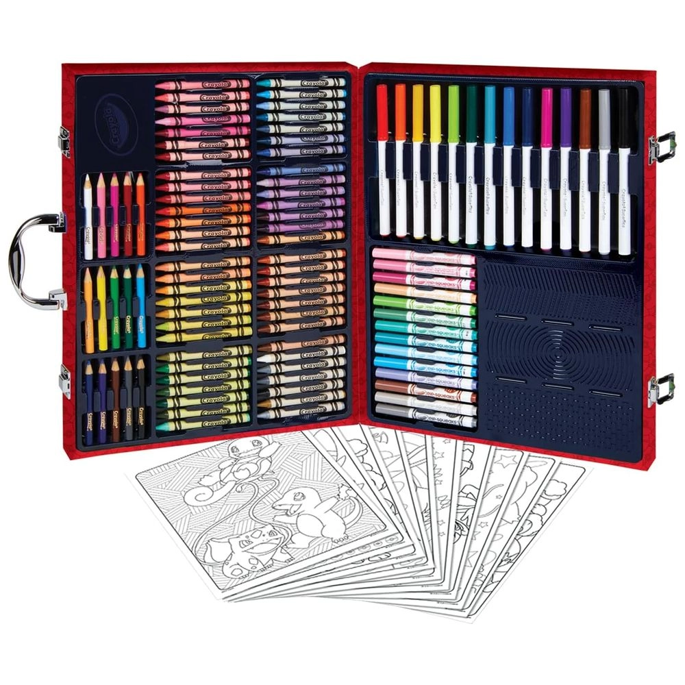 Pokemon Creative Art Set Case - 56 wax crayons 15 mini pencils 28 washable felt-tip pens