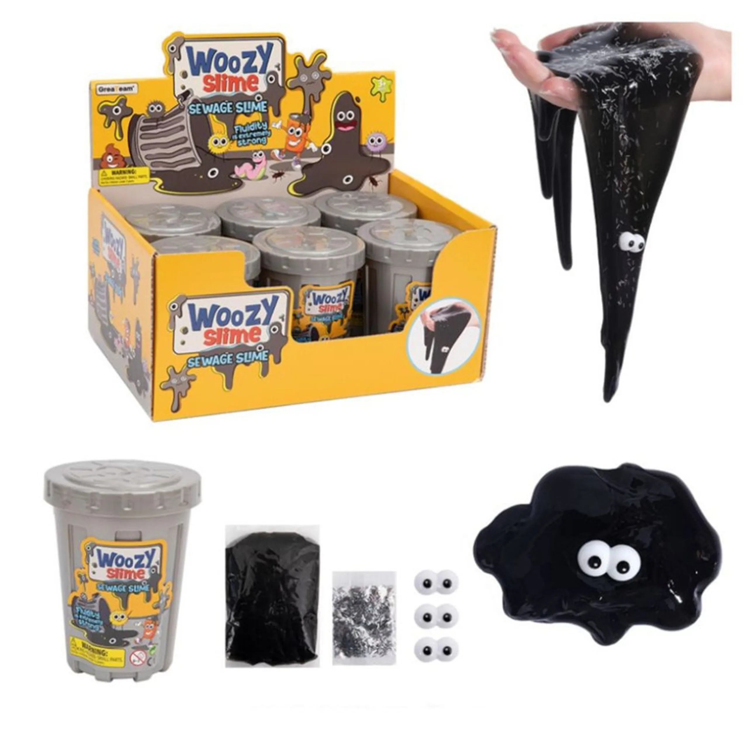 GreaTeam Woozy Sewage Slime - 3+ years 6 pcs With Googly Eyes