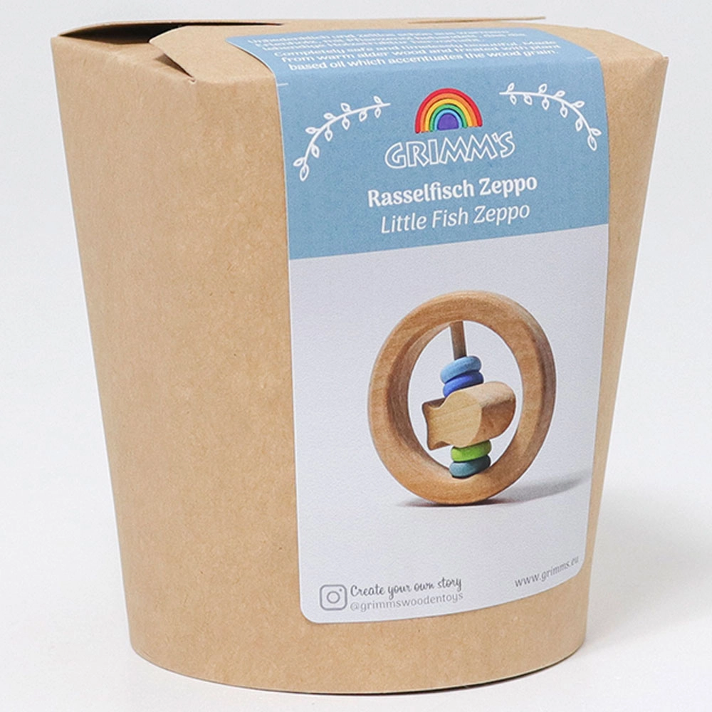 Rattle Little Fish Zeppo - Suitable for 0 month and above alder and lime wood
