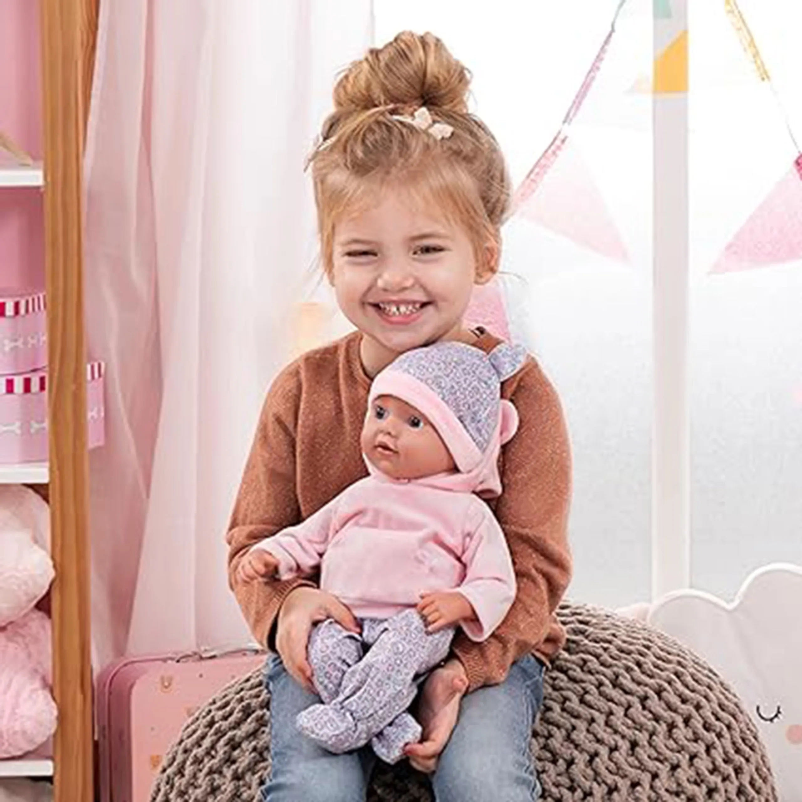 Reborn Baby Doll Playset - 38 cm Pink Ages 18 months+ Set