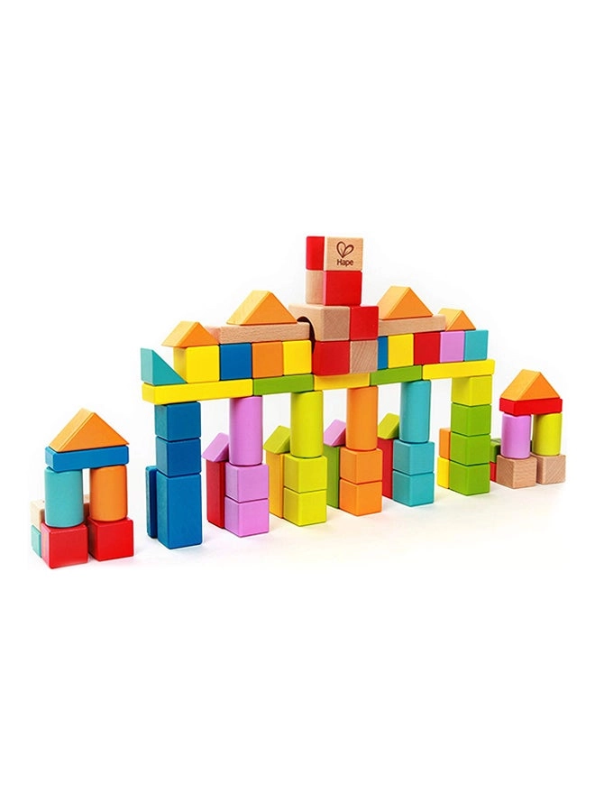 Solid Beech Wood Stacking Blocks - Multicolour Carrying Sack