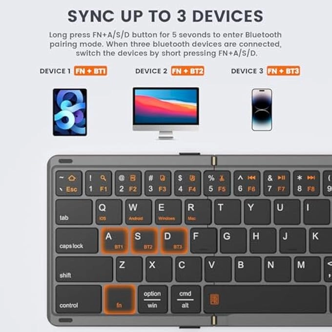 TRI-FOLD BLUETOOTH KEYBOARD - Wireless