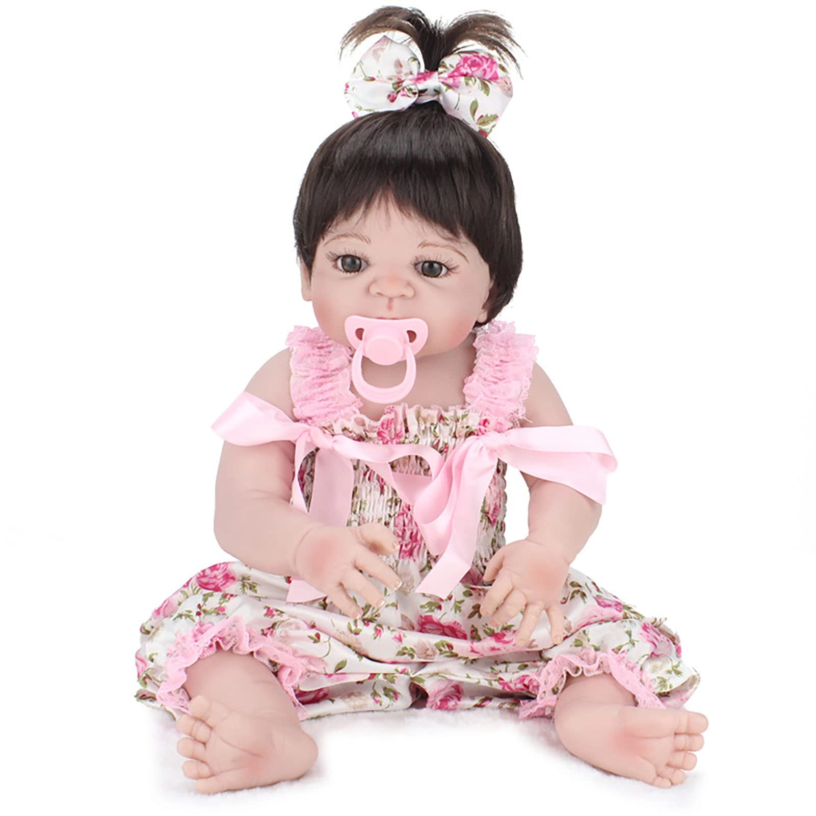 F&FSH Reborn Baby Doll - 55cm Vinyl Pink Floral Suspenders