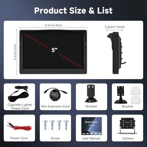 Digital Rear View Camera Monitor - Night Vision HDMI 1080p