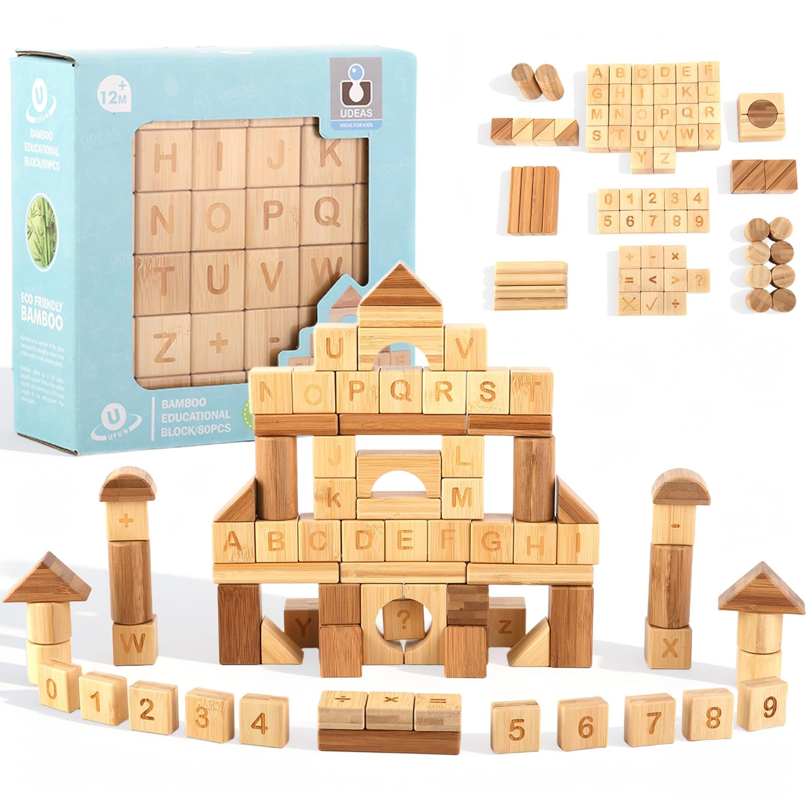 UDEAS Bamboo Building Block - 80 pcs