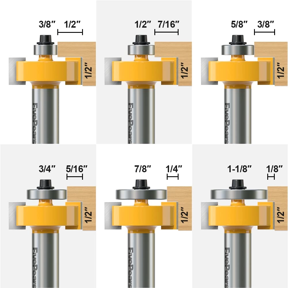 Rabbet Router Bit - 1/8" 1/4" 5/16" 3/8" 7/16" 1/2" 1/4 Inch