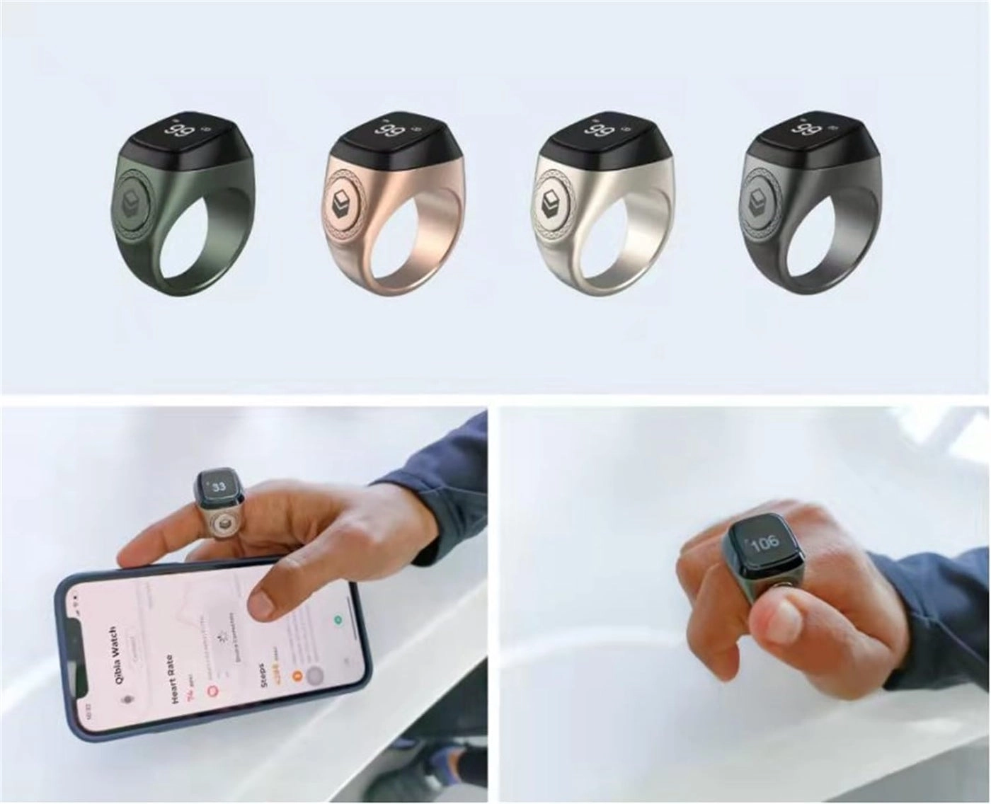 Smart Ring Counter - 18mm Green OLED Display