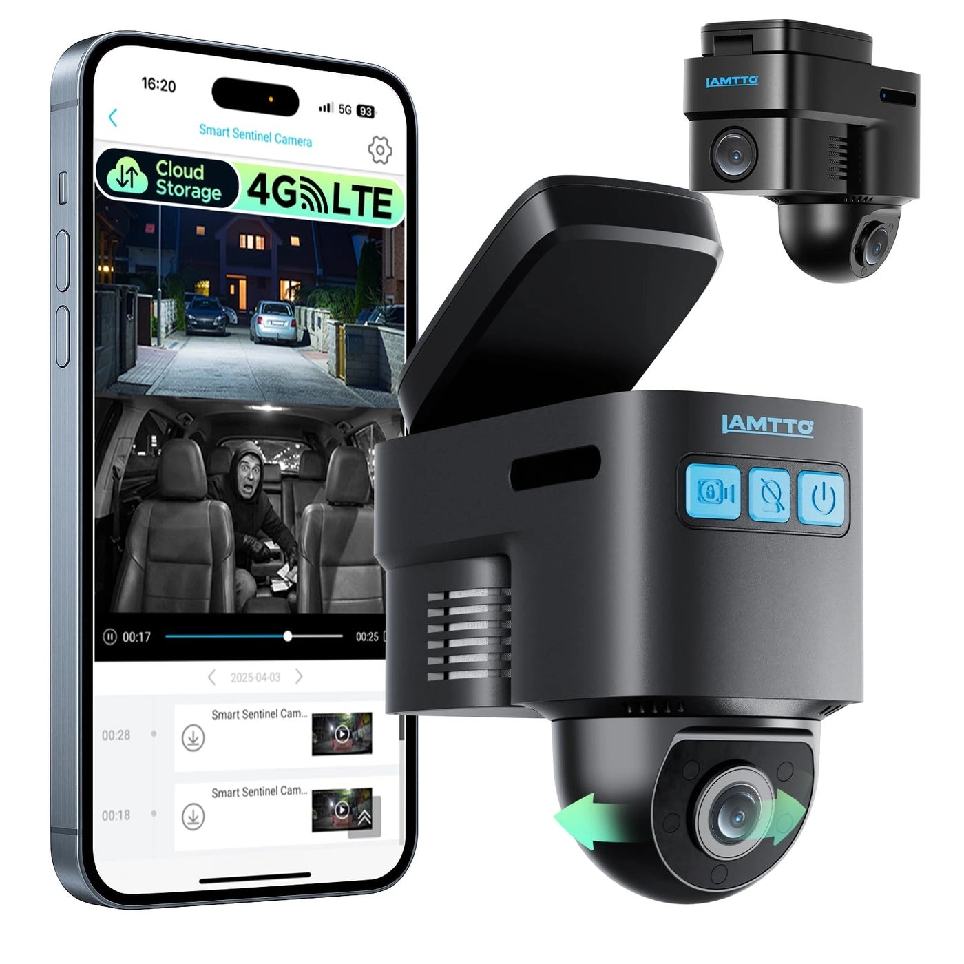 Cellular Car Security Camera - 4G LTE GPS Tracker Dual Dash Cam
