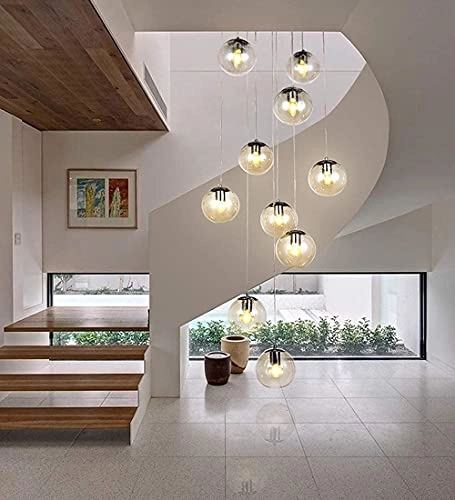 Long Chandelier - 10 lights Glass ball