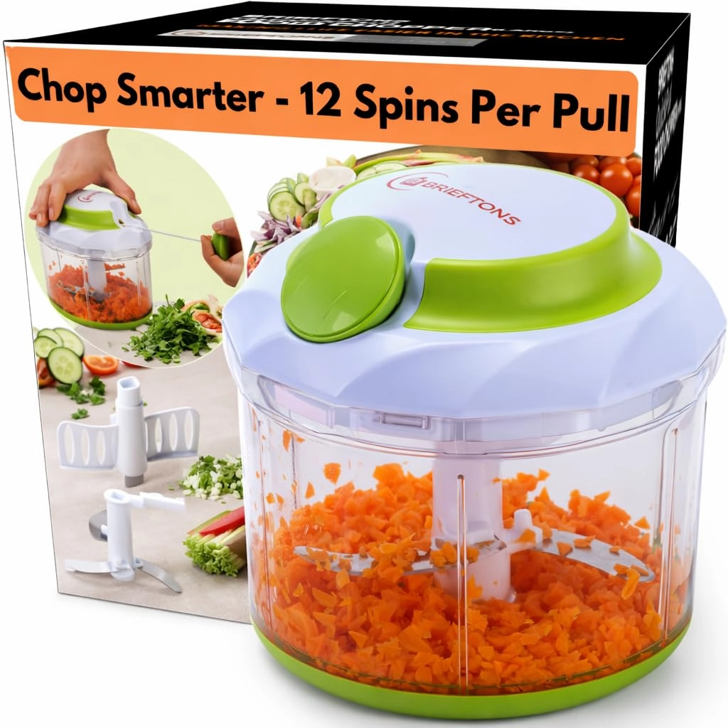 Brieftons QuickPull Food Chopper - 4-Cup 3 blades