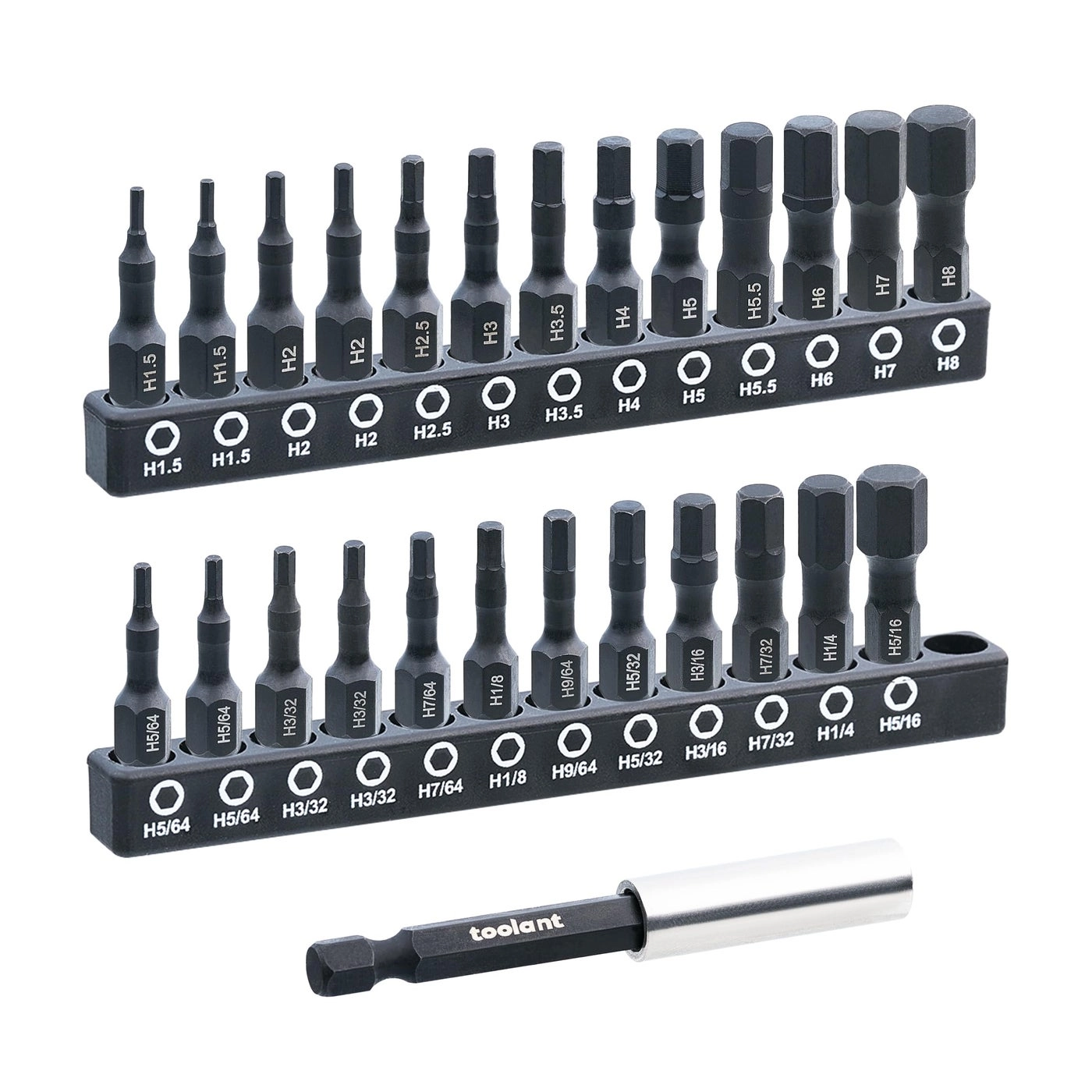 toolant Hex Head Allen Wrench Drill Bit Set - S2 steel 26 Pcs 158mm
