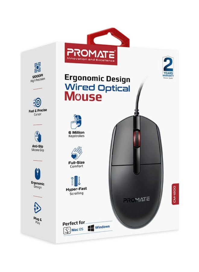 CM-1200 Ergonomic Optical Mouse - Wired