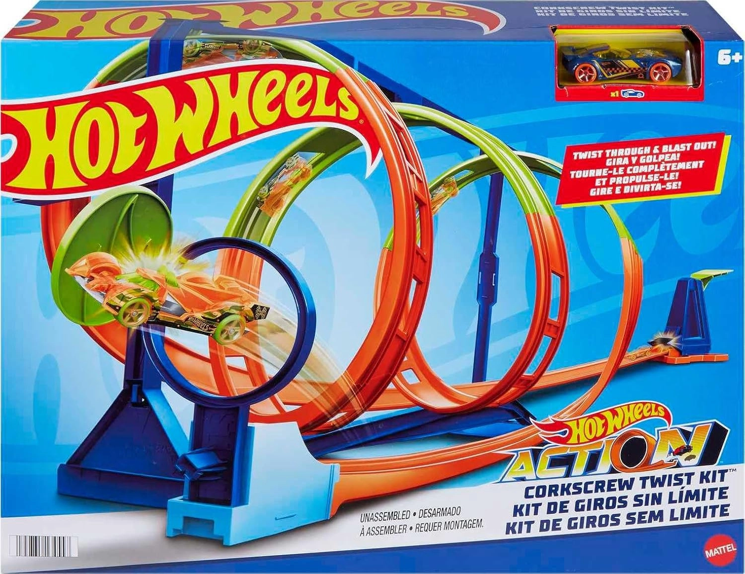 Hot Wheels Action Corkscrew Triple Loop Track Set - 1 Toy Car