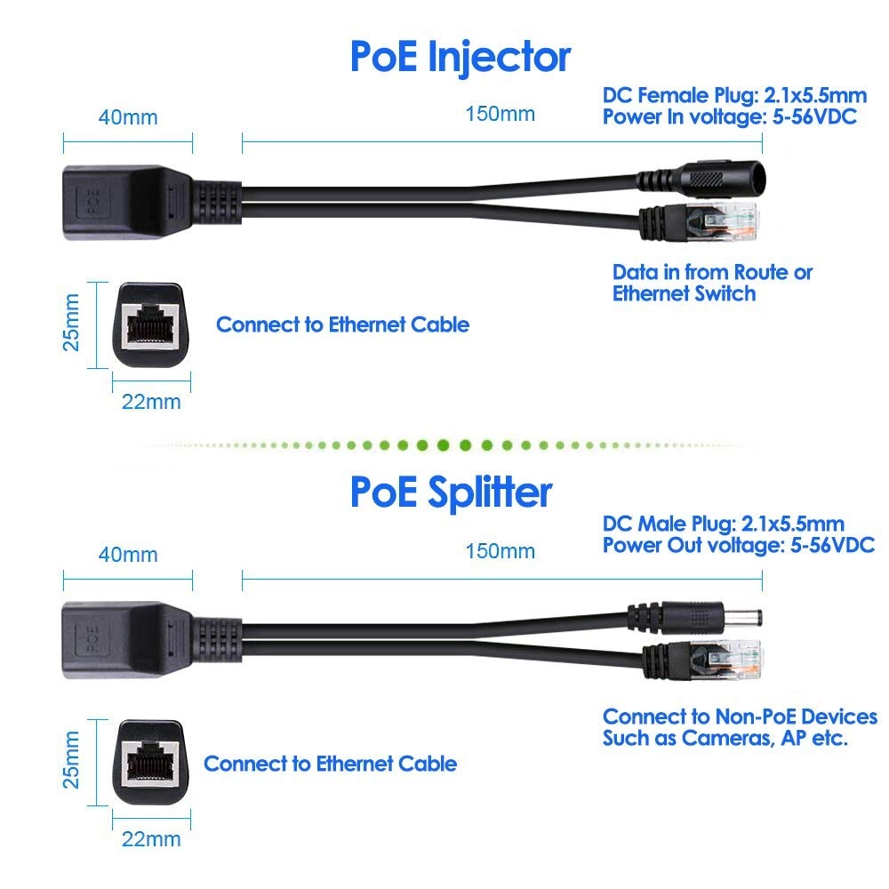 PoE Injector - 12V 12W + PoE Splitter