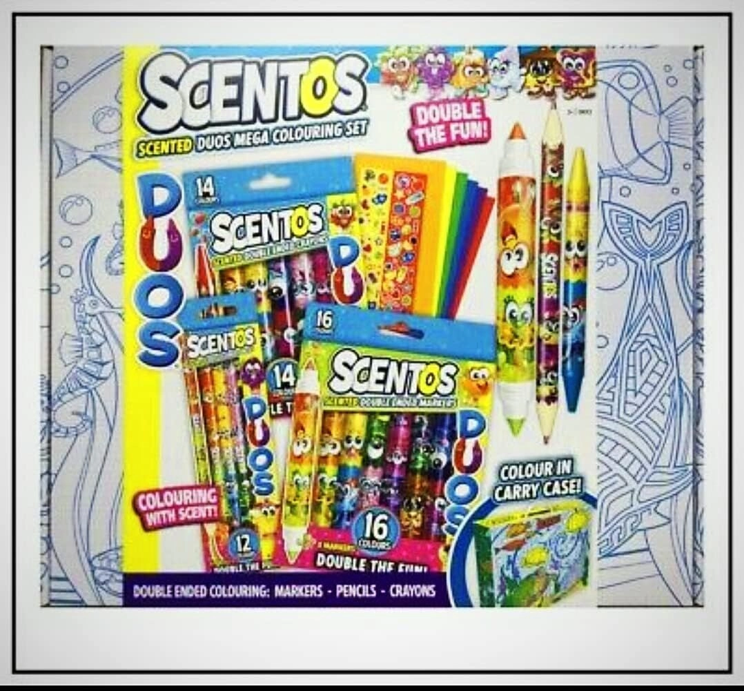Duo Scented Mega Coloring Set - 7 scented crayons 8 scented markers 6 scented coloured pencils