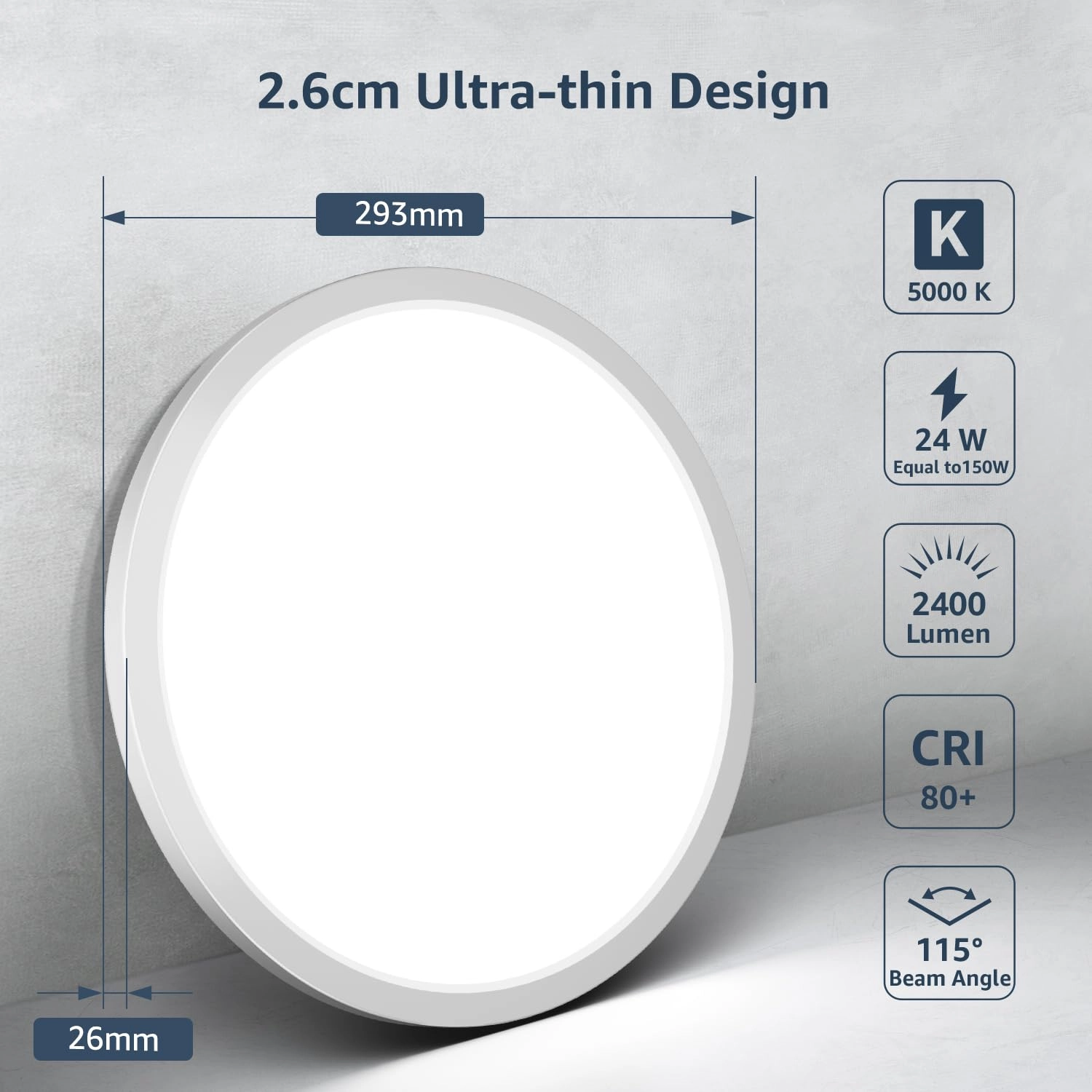 24W 2400lm Ceiling Light - 5000K