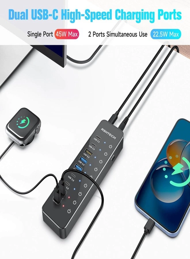 10-Port Powered USB C Hub - Laptop