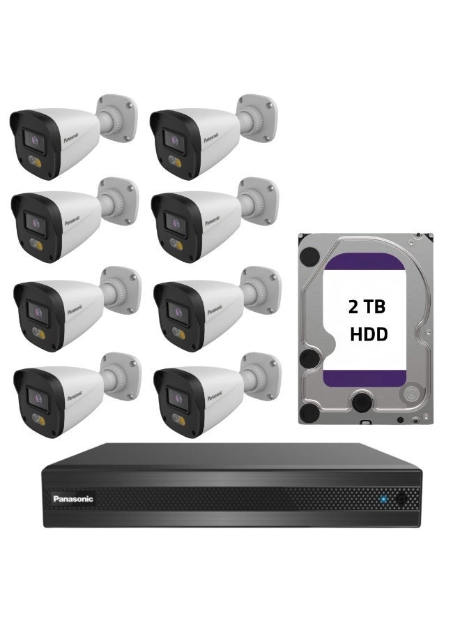Panasonic IP Camera - 4MP 8 cameras + PoE NVR - 8CH + Surveillance HDD - 2TB