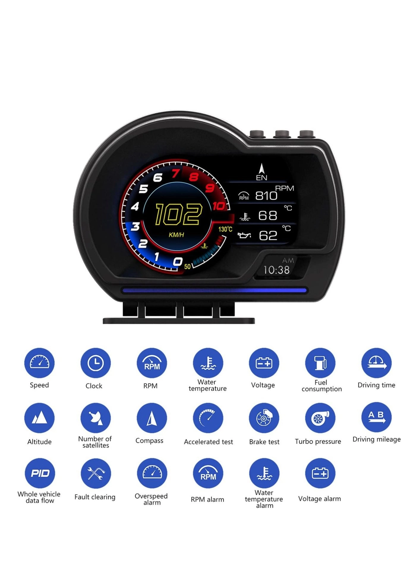 P6 - Car HUD Head Up Display Dual System OBD GPS Speedometer