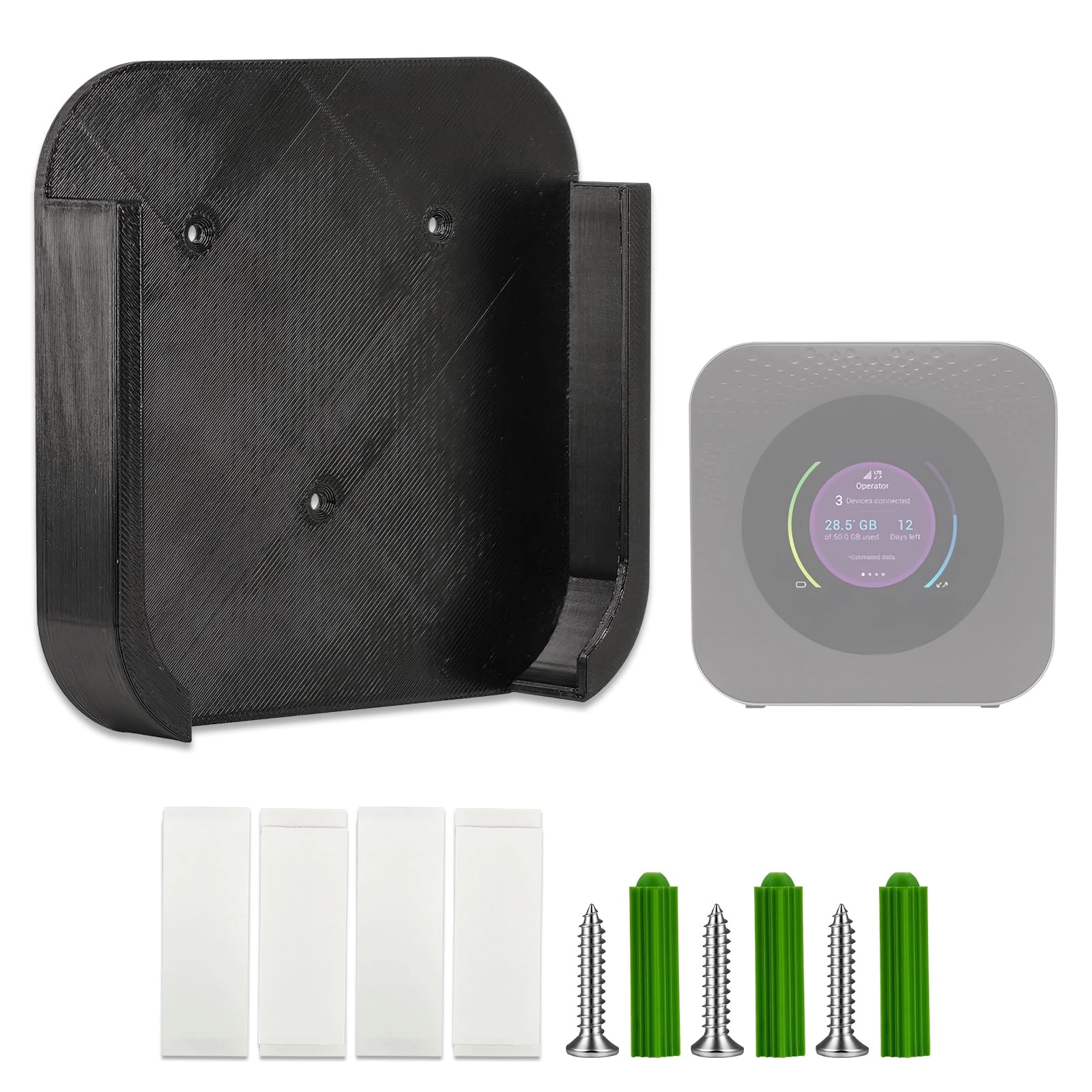 Kunxing Nighthawk M5 Wall Mount Router Mount - 1 x wall bracket, 4 x nano tape, 3 x screw set M1 / M2 / M5 / MR1100 / MR5200