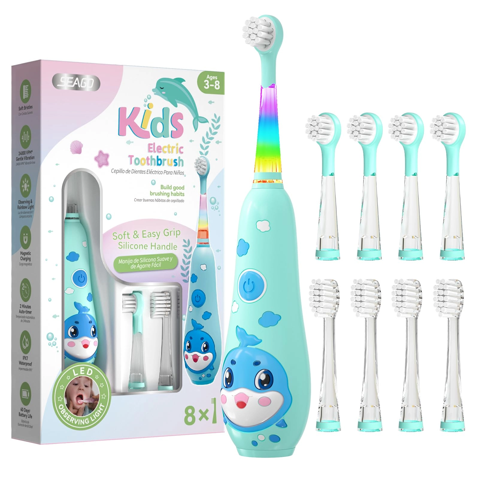 Ningbo Seago Electric Co.,Ltd SG2139 - Kids Electric Toothbrush 8 Heads Magnetic Charging