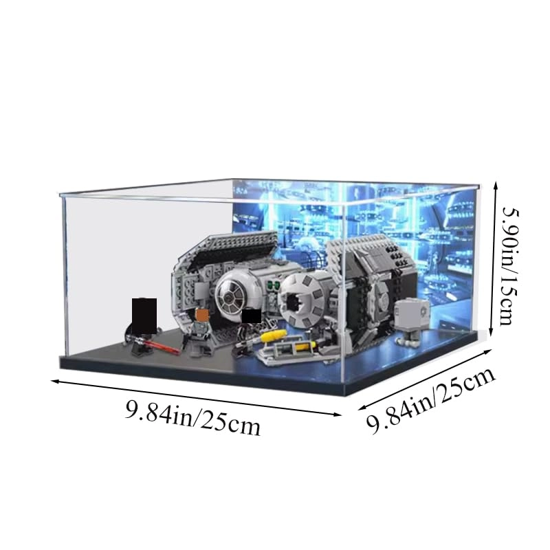 Clear Acrylic Display Case - Black Bottom+background 9.84x9.84x5.90in.
