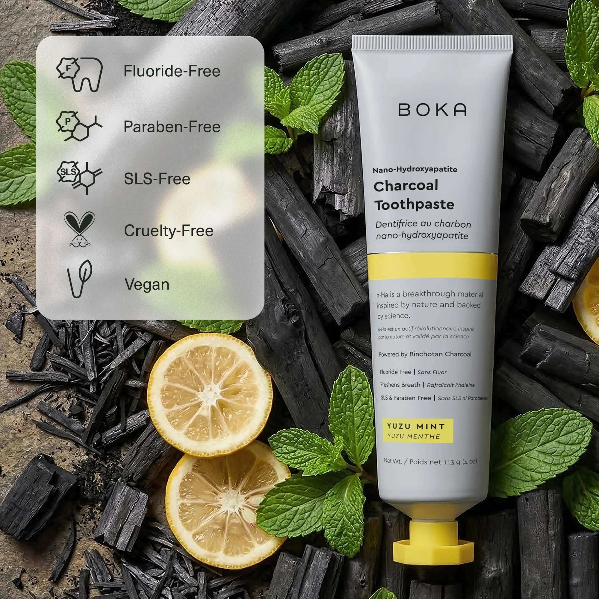 Nano Hydroxyapatite Charcoal Yuzu Mint Toothpaste Adult 118.29 ml