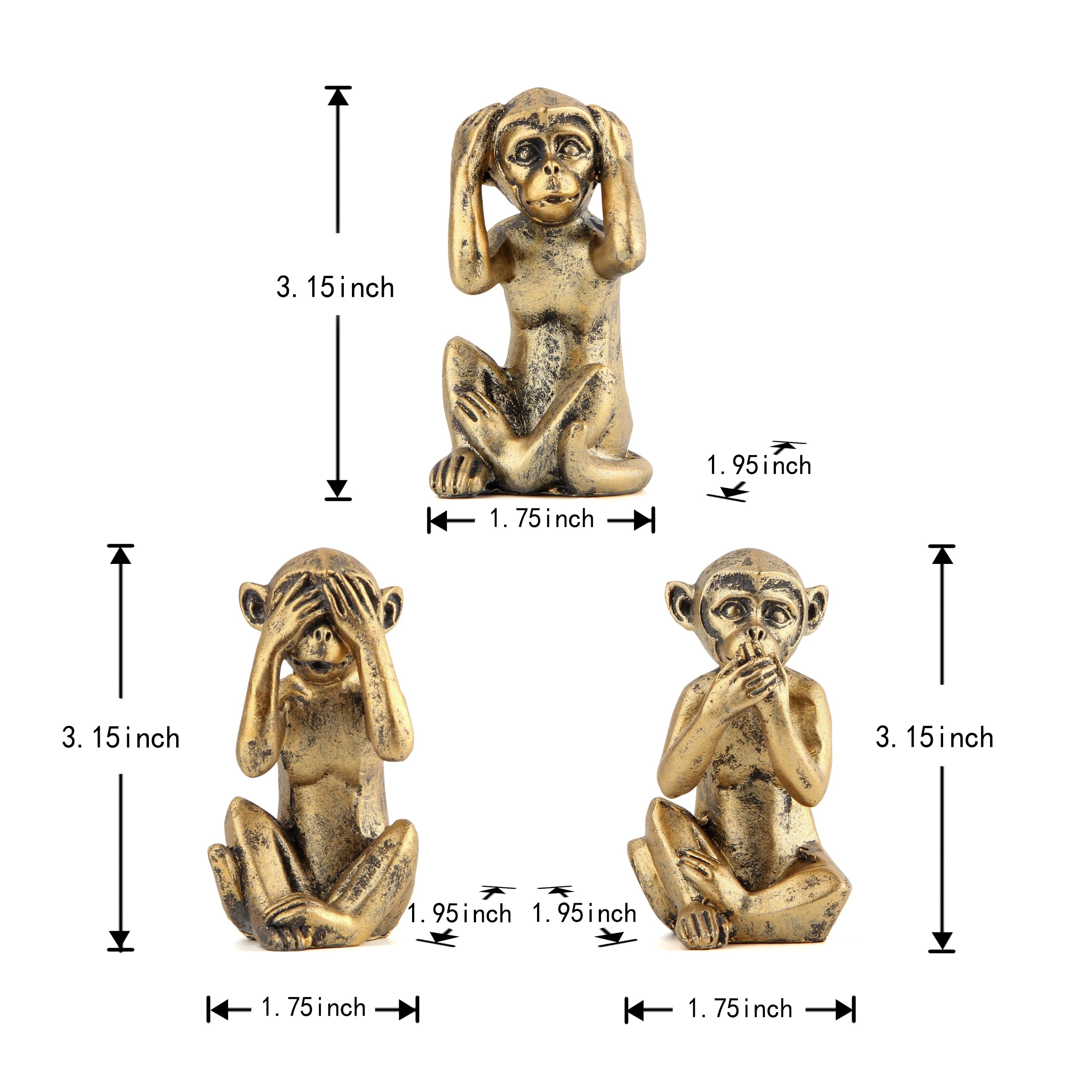 3 Wise Monkeys - Resin
