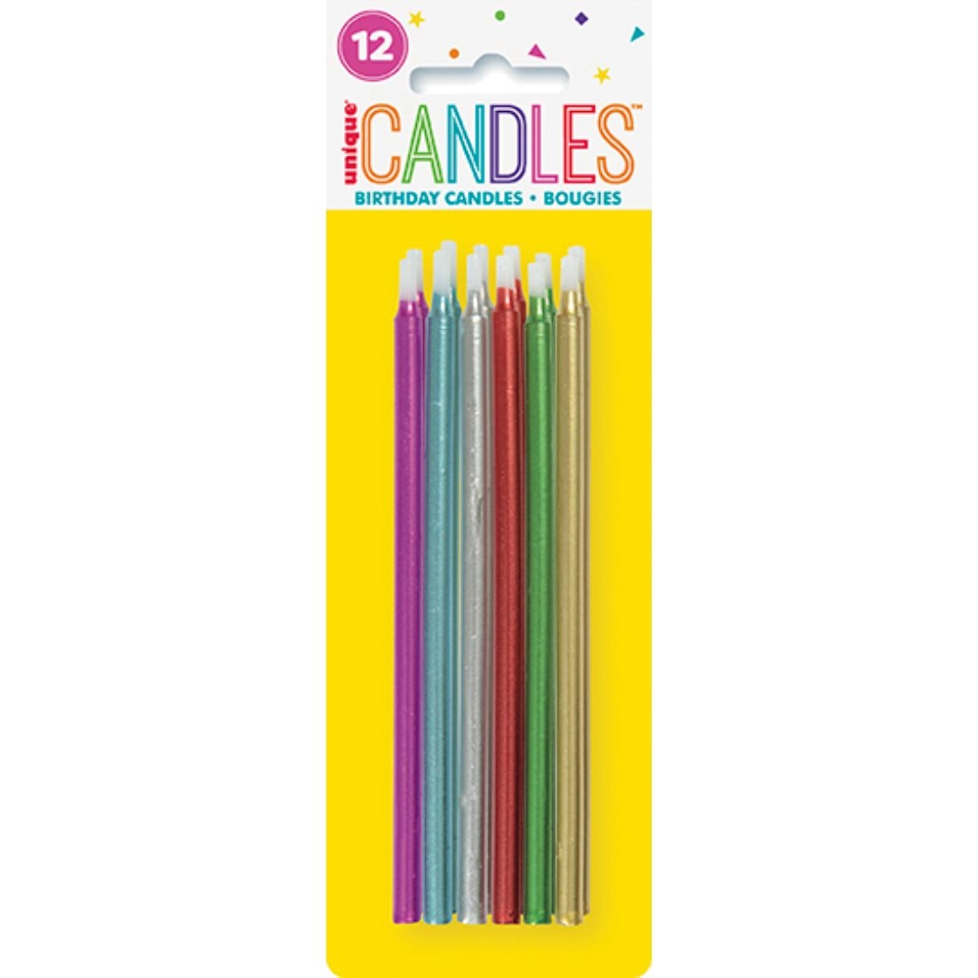 Birthday Metallic Candles - 12 pieces