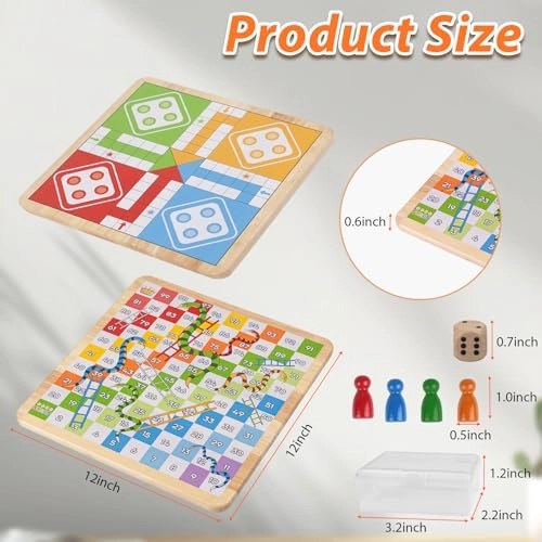 Ludo Snakes - Wooden Reversible Travel Set