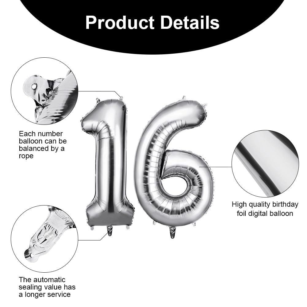 Number 16 Balloon - 2 piece(s) Birthday